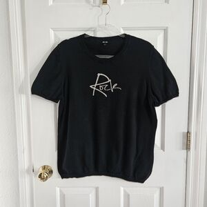 NWOT Saint + Sofia Knit Instarsia Short Sleeve Jumper/Sweater